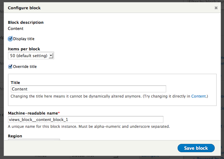 Title fieldset expands, with description pointing to view edit page.